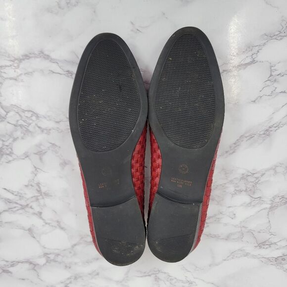 Cabin Creek Carly Ox Blood Women's Red Leather Woven Loafers Size 11M - Picture 8 of 12